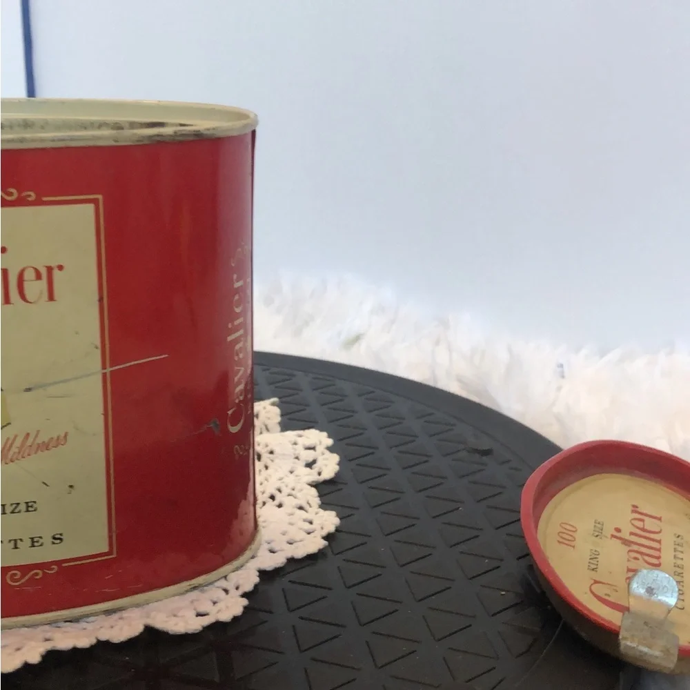 Cavalier King Size Cigarette Tin With Cigarette Tax Stamps